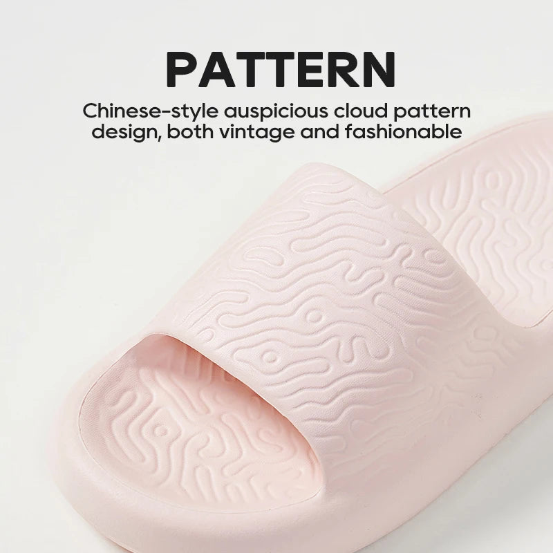 UTUNE Men's Summer Non-Slip Bathroom Home Slippers Cloud Pattern Soft Sole Lightweight One-Piece Design Outdoor Beach Shoes