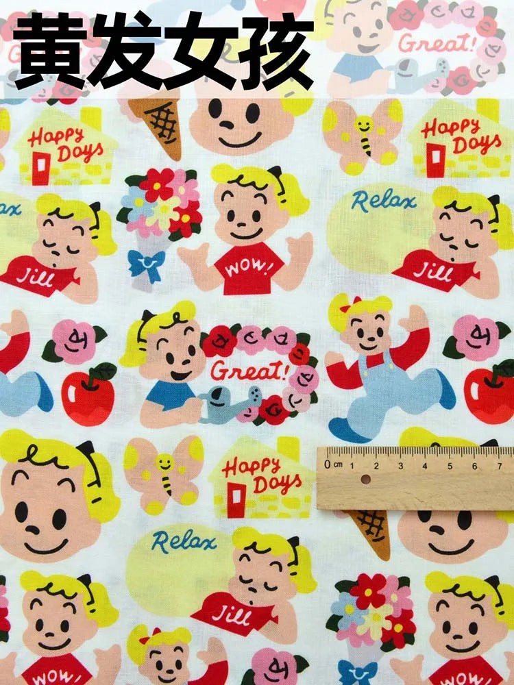 Children Cartoon Printed Cotton Japanese Style Cute for Sewing Skirt Clothes Clothing by Half Meter