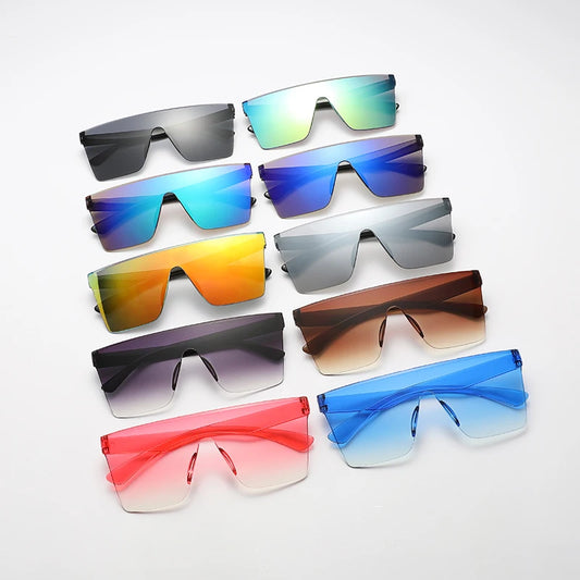 Fashion New Connected Large Frame Sunglasses Ultra Square Frame Sun Shade Eyeglasses Anti UV400 Driving Shades Female