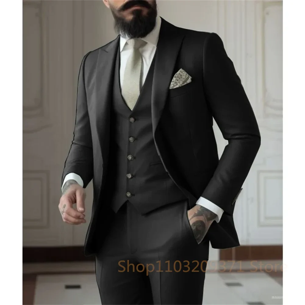 Light Green Suits Men Suits 3 Pieces Wedding Wear Business Male Groom Wedding Dress Jacket Vest Pants Set Blazers Man Fahion