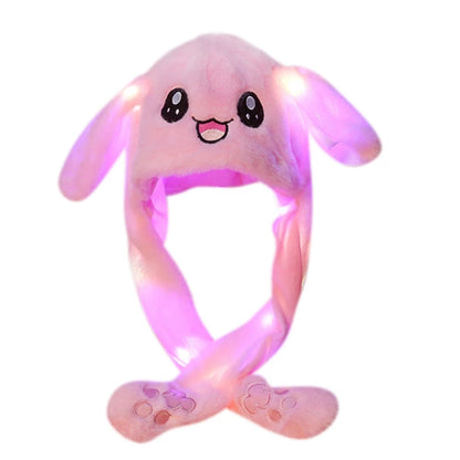 1Pcs Glowing Rabbit Hat Cute Plush Hat With Ears That Move Children'S Plush Toy Holiday Gift Cosplay Rabbit Ears Sports Hat