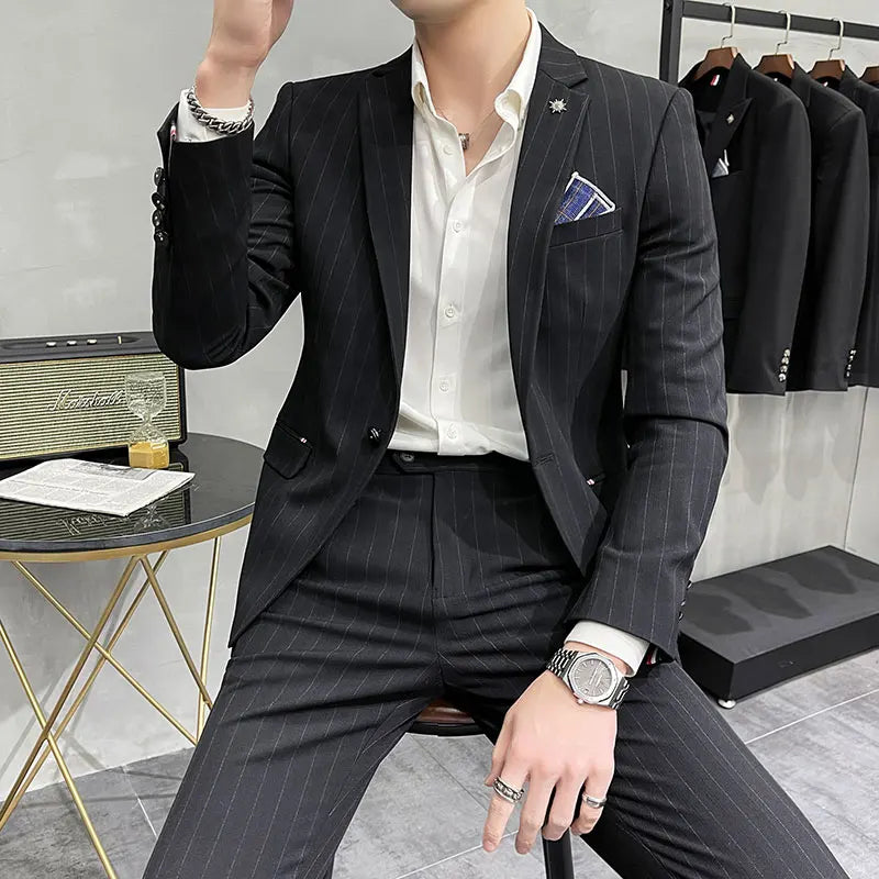 (Suit + Trousers) High-quality Two-piece Groom Wedding High-end Suit Business Casual  Banquet Everything  Costume Homme De Luxe