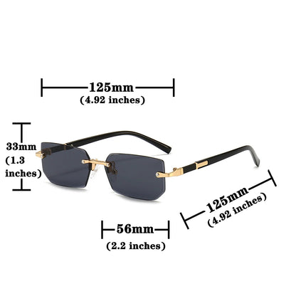 Rimless Sunglasses Rectangle Fashion Popular Women Men Shades Small Square Sun Glasses For Female Male Summer Traveling Oculos