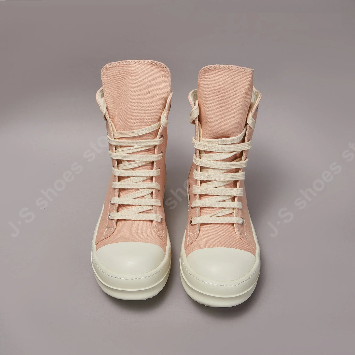 Ricks Men Casual Shoe Women Pink Canvas Shoes High Top Sneaker Owens Ankle Boot Zipper Thick Sole Flat Shoes Luxury Sneakers