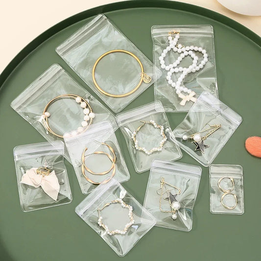 10Pcs Jewelry Organizer Bags PVC Transparent Earring Pendant Necklace Bracelet Jewelery Storage Pouch Anti-Oxidation Ziplock Bag