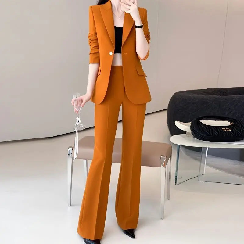 Women's 2024 Autumn New Fashion Professional Suit Jacket Pants Two Piece Korean Elegant Casual Blazer Coat Trousers Matching Set