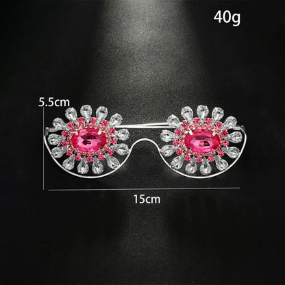 Stonefans Geometric Crystal Eyeglasses Frame No Lens Hip Hop Accessories Fashion Punk Rhinestone Face Jewelry Women Men Party