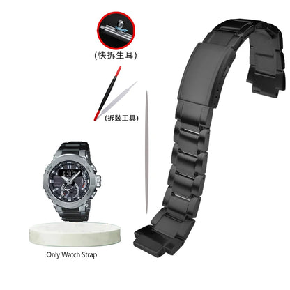 Quick Release For Casio G-SHOCK GST-B200 Stainless Steel Watch band Folding buckle metal Men's bracelet 24x16mm Convex mouth