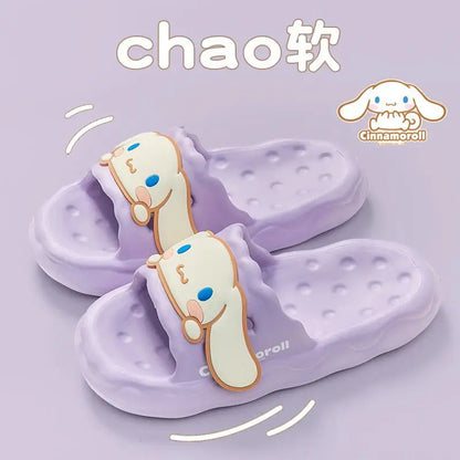 Miniso Cinnamoroll Kuromi Female Home Slippers Elder Girls Indoor Sandals Soft Soled Non-Slip Teenages Bathroom Shoe Women Youth