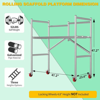 Scaffolding Work Platform, Rolling Scaffolding with Wheels Scaffold for Building Construction Interior Painting Home Improvement