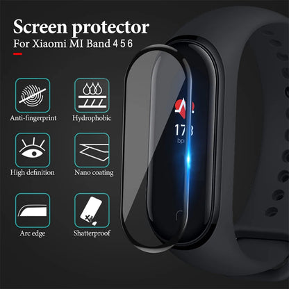 10D Full Screen Protector Film for xiao mi band 7 6 5 4 Smart Watch Soft Protective Glass Film Strap miband 4 5 6 7 Accessories