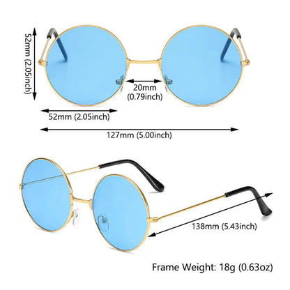 Fashion Disco Hippie Women Men Circle Glasses Round Sunglasses Metal Sunglasses Eyewear