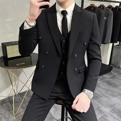 Wedding 2 Piece Outfit Set Male Slim Fit Full Men's Suits and Blazers Dress Formal Groom Clothes Elegant Spring Autumn Luxury