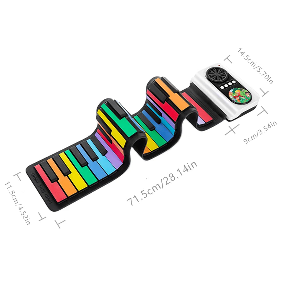 49 Keys Flexible Roll Up Piano Portable Educational Toys USB Input MIDI Out Bluetooth-Compatible Mp3 Headphone Gift for Children