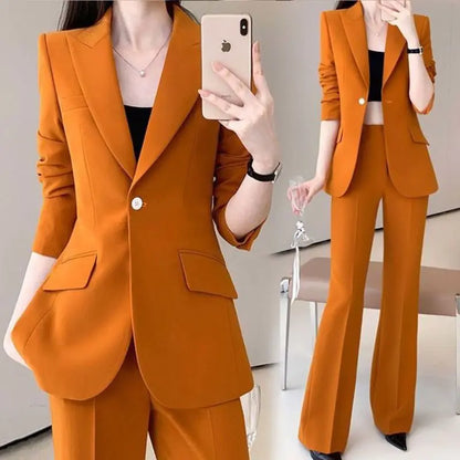 Women's 2024 Autumn New Fashion Professional Suit Jacket Pants Two Piece Korean Elegant Casual Blazer Coat Trousers Matching Set