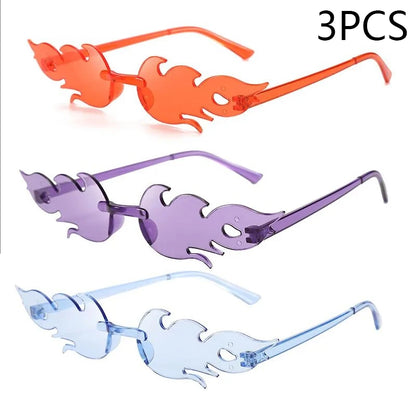 Flame Sunglasses Rimless Personality Colorful Ball Party Sunglasses Candy Hip-hop Fruit One-piece Glasses