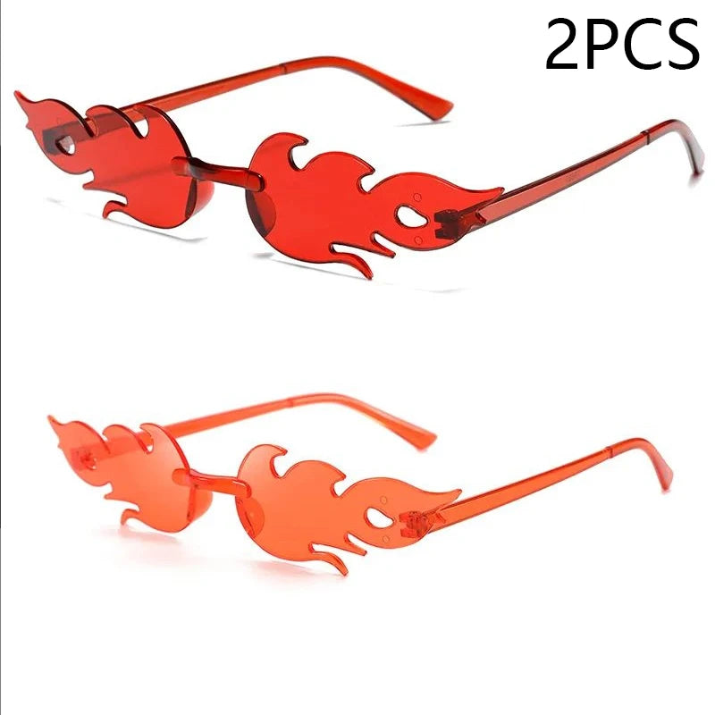 Flame Sunglasses Rimless Personality Colorful Ball Party Sunglasses Candy Hip-hop Fruit One-piece Glasses