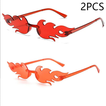 Flame Sunglasses Rimless Personality Colorful Ball Party Sunglasses Candy Hip-hop Fruit One-piece Glasses