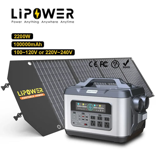 Lipower Energy Storage System 2200W Lifepo4 Battery Outdoor Portable Solar Power Station Generate