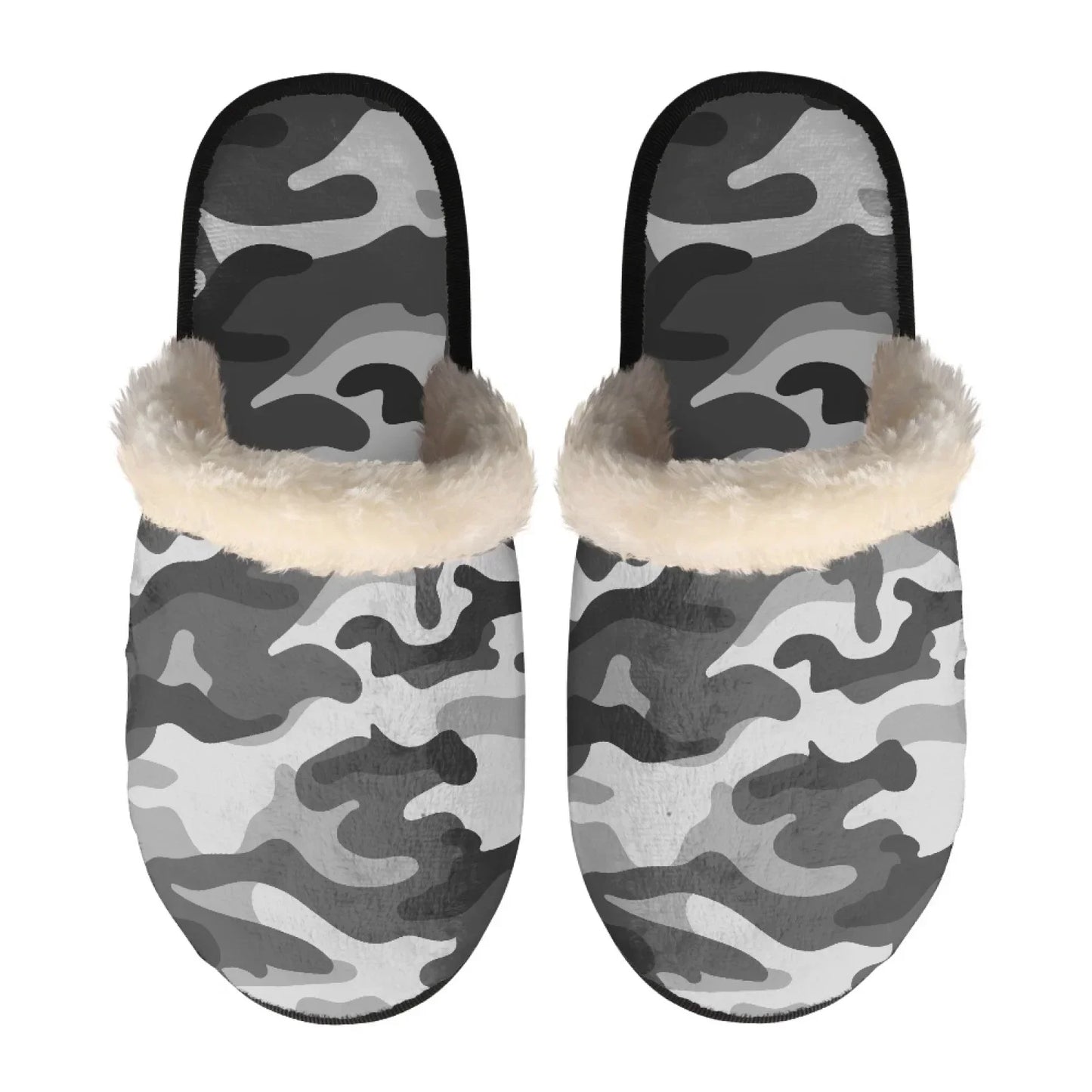 Unisex Indoor Home Pink Camouflage Plush Cotton Slippers Comfortable Keep Warm Flannel Upper EVA Soles With Anti-Slip Design