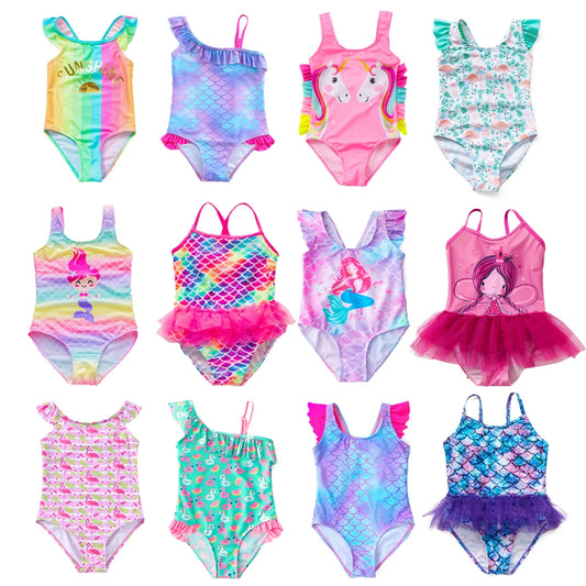 3-10years girls swimsuit 2023 fashion mermaid unicorn swimwear for children