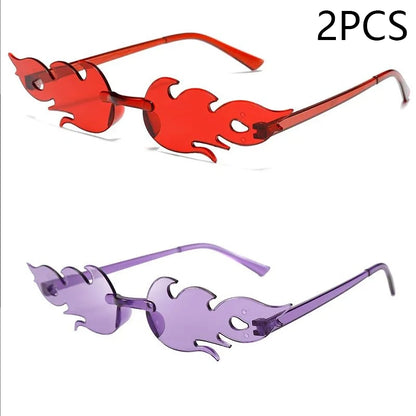 Flame Sunglasses Rimless Personality Colorful Ball Party Sunglasses Candy Hip-hop Fruit One-piece Glasses