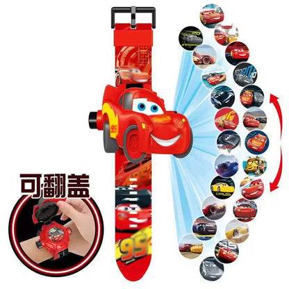 Cars Lightning Mcqueen Wrist Watch 3D Projection Watch 24Pictures 3D Projection Children Toy Student Digital Watch Gift