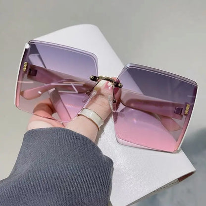 Vintage Square Sunglasses Woman Classic Retro Gradient Mirror Frameless Sun Glasses Female Fashion Rimless Oculos De Sol