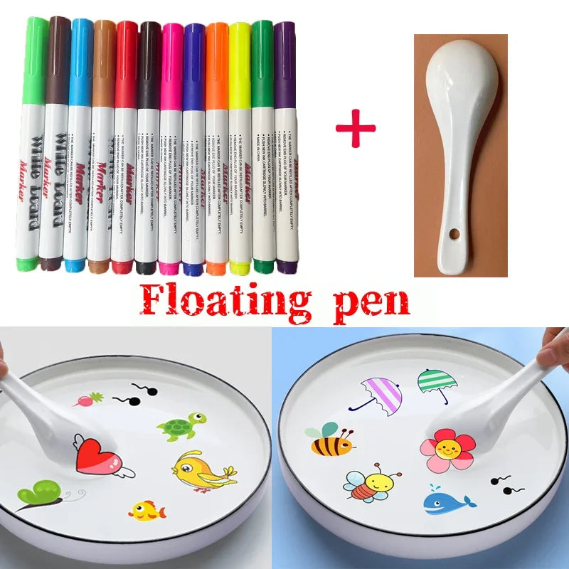 Magical Water Painting Pen Colorful Mark Pen Markers Floating Ink Pen Doodle Water Pens Children Montessori Early Education Toys