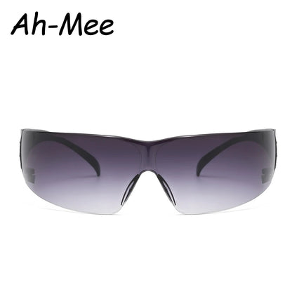 New Punk Sunglasses Goggle One Piece Rimless Sun Glasses Women Men 2000's Riding Sport Wrap Around Shades Eyewear UV400