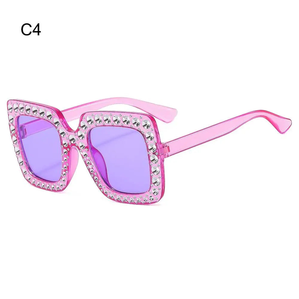 Luxury Children Fashion Sunglasses For Boys Girls Kids Sparkling Rhinestone Stylish Goggles Square Sun Glasses Decorative UV400