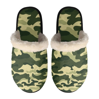 Unisex Indoor Home Pink Camouflage Plush Cotton Slippers Comfortable Keep Warm Flannel Upper EVA Soles With Anti-Slip Design