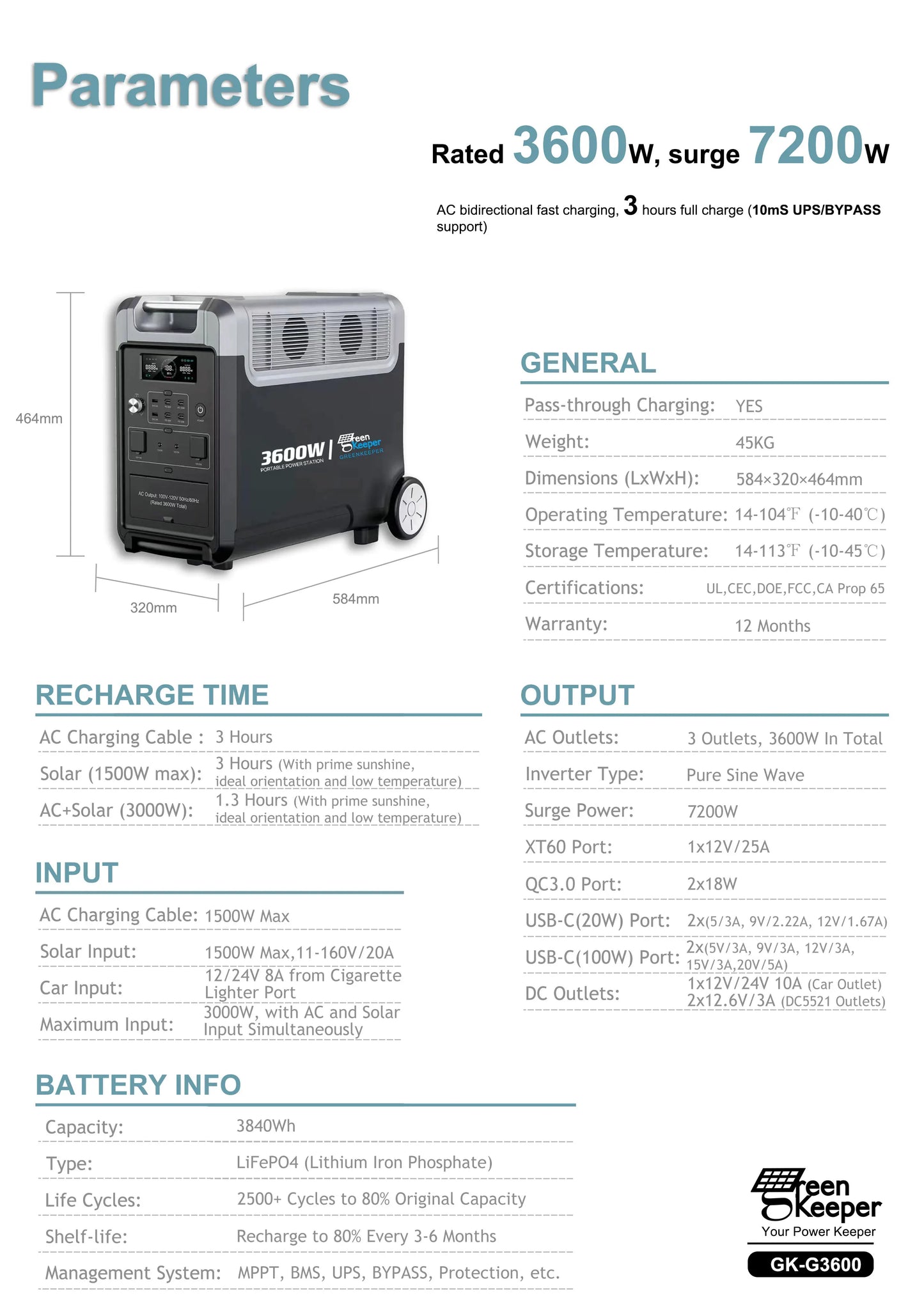 3000 3600w Pure Sine Wave Solar Power Station With Solar Panels