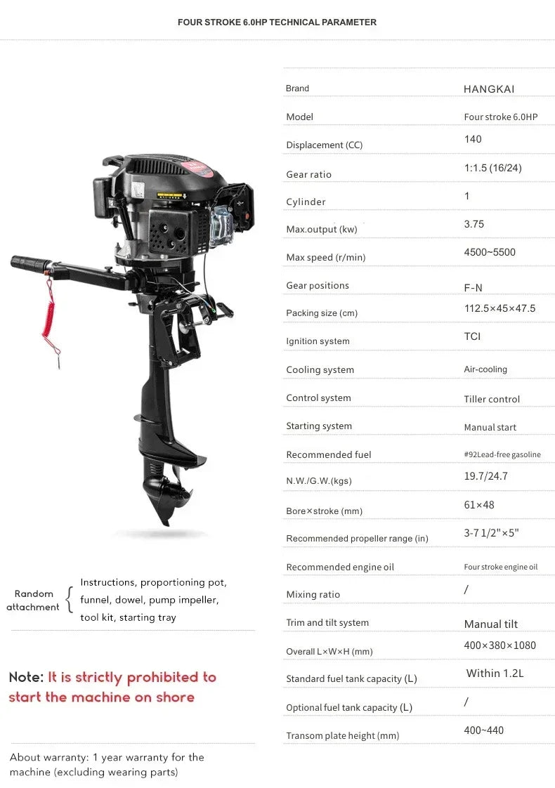 Outboard Motor 4 Stroke 2 Stroke 3.5hp 3.6hp 4hp 6hp 12hp 18hp 30hp 40hp Brushless Electric Outboard Engine for Boat