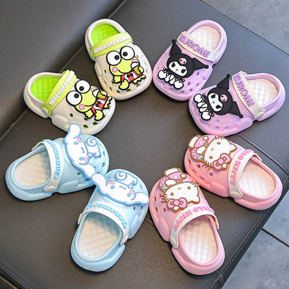 Kawaii MINISO Children Slippers Hello Kitty Cinnamoroll Cartoon Anime Cute Home Bathroom Bathing Anti-Slip Sandal Kids Toys Girl