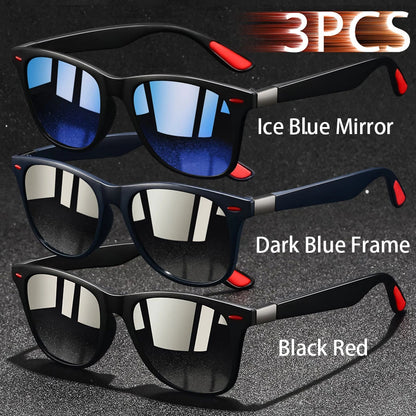 3 PCS Fashion Retro Metal Square Frame Sunglasses Men Ladies 's Luxury Brand Designer Sunglasses Anti-Glare Retro Eyewear UV400