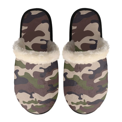 Unisex Indoor Home Pink Camouflage Plush Cotton Slippers Comfortable Keep Warm Flannel Upper EVA Soles With Anti-Slip Design