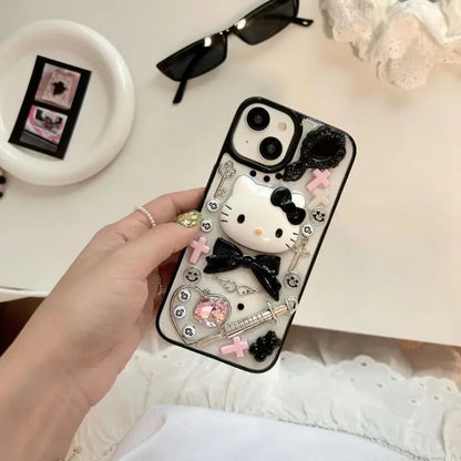 Kawaii Hello Kitty DIY Mobile Phone Shell Bracelet Suit MINISO Anime Lovely Girl Anti Fall Measures Mobile Phone Smart Cover