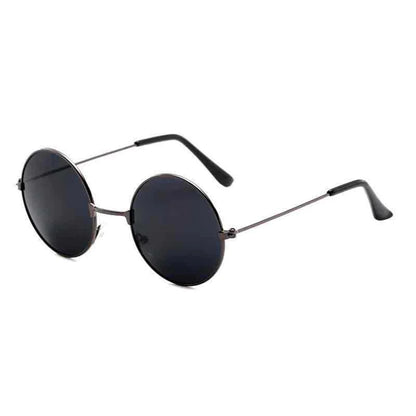 Vintage Round Black Metal Sunglasses Women Men Trendy Street Party Disco Hip Hop Eyewear Anime Cosplay Glasses Performance Prop