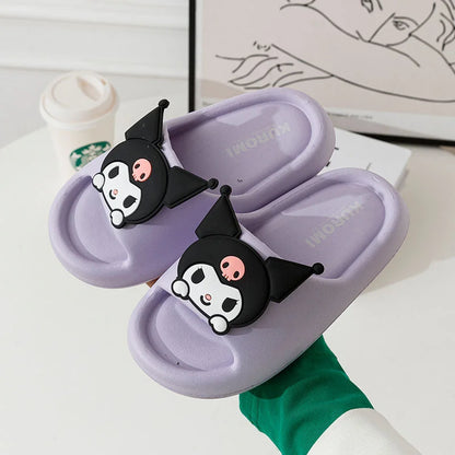 Cute Sanrio Kuromi Summer Slippers My Melody Cinnamoroll Summer Non-slip Home Bathroom Sandals Parent-child Outdoor Beach Shoes