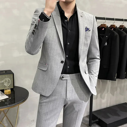 (Suit + Trousers) High-quality Two-piece Groom Wedding High-end Suit Business Casual  Banquet Everything  Costume Homme De Luxe