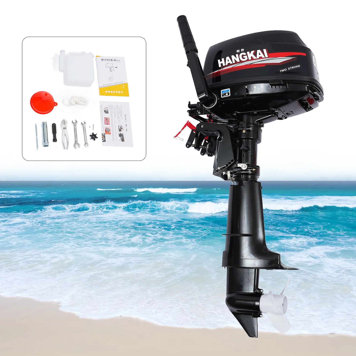 YIYIBYUS 6HP Outboard Motor 2-Stroke Outboard Boat Motor Engine Fishing Boat Power Engine Short Shaft Water Cooling CDI System