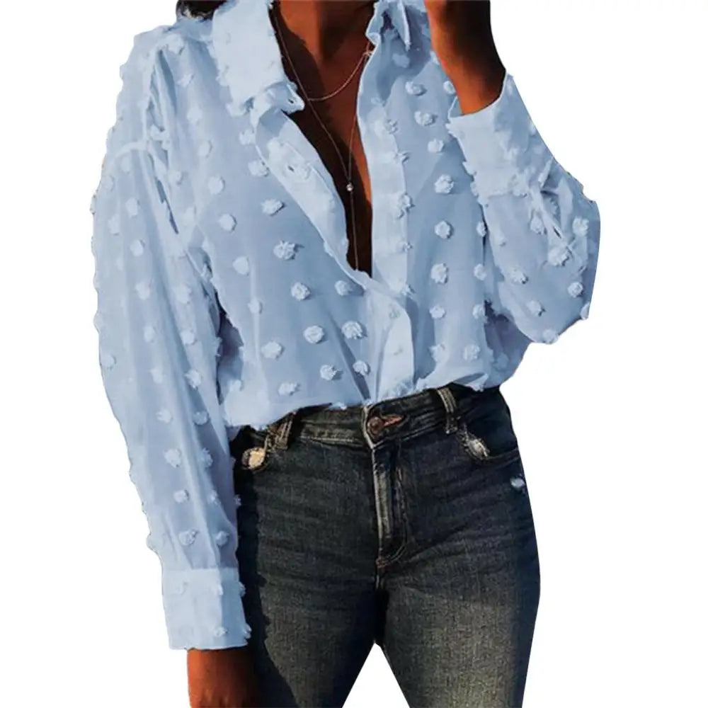 Womens Tops and Blouses Elegant Long Sleeve chemise femme Polka Dot Loose OL Shirt Ladies Chiffon Blouse Dames blusa feminina