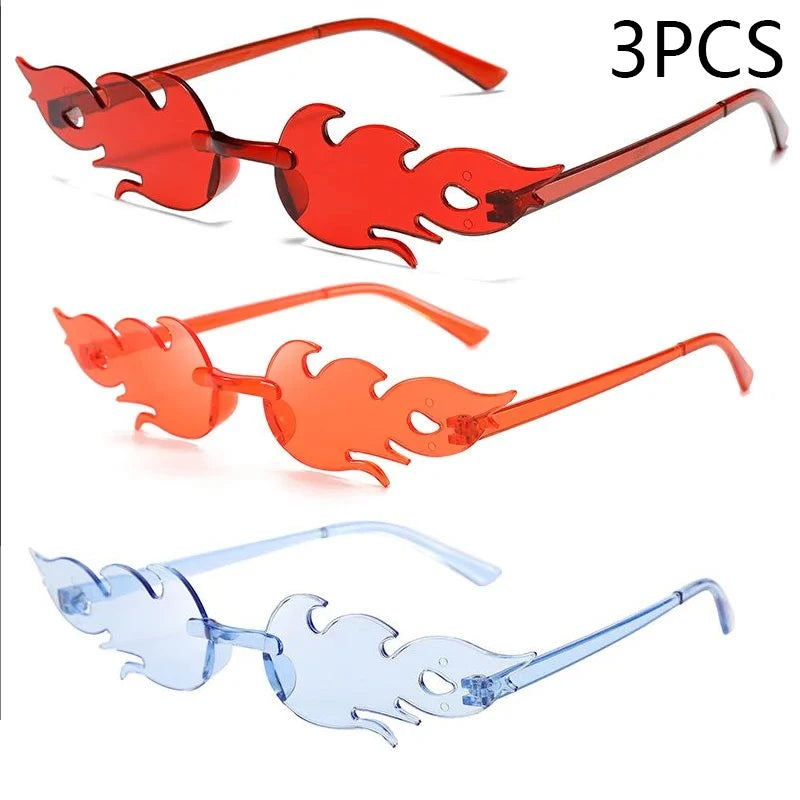 Flame Sunglasses Rimless Personality Colorful Ball Party Sunglasses Candy Hip-hop Fruit One-piece Glasses