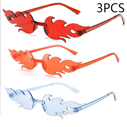 Flame Sunglasses Rimless Personality Colorful Ball Party Sunglasses Candy Hip-hop Fruit One-piece Glasses