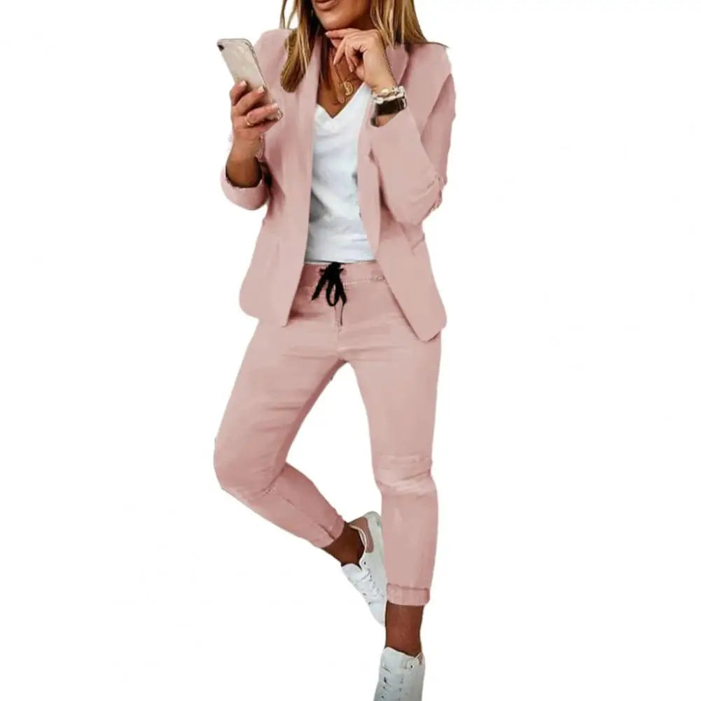 Plaid Splice Slim Fit Jacket Blazer Casual Wide Leg Pants Two Piece Elegant Women's Pants Suit Summer Office Business Set Outfit