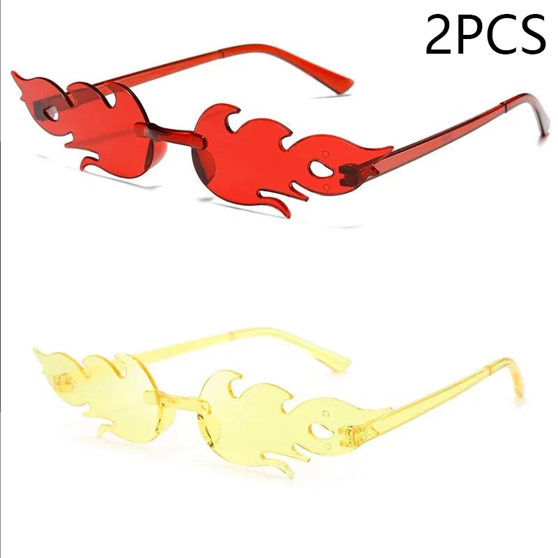 Flame Sunglasses Rimless Personality Colorful Ball Party Sunglasses Candy Hip-hop Fruit One-piece Glasses