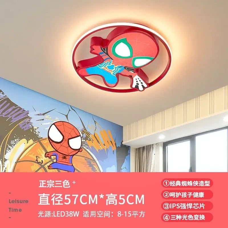 Marvel Spiderman New Multifunctional Personalized Creative Cartoon Smart Decorative Ceiling Lamp for Children's Boys' Bedroom