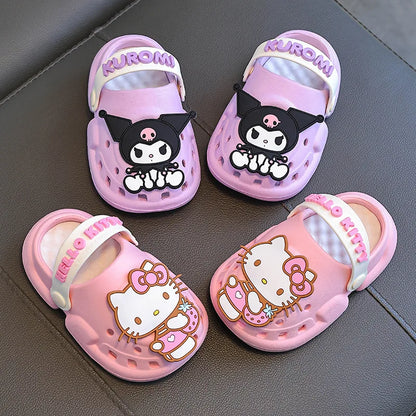 Kawaii MINISO Children Slippers Hello Kitty Cinnamoroll Cartoon Anime Cute Home Bathroom Bathing Anti-Slip Sandal Kids Toys Girl