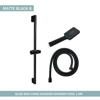 Adjustable Shower Bar Lifting Rod Extendable Wall Mount Shower Horizontal Bar Column Black White Chrome Bathroom Riser Slide